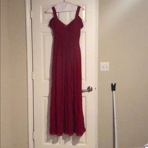 Red off the shoulder gown from Lulu’s